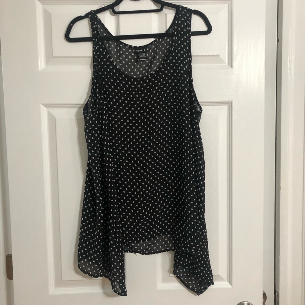 Black Chiffon Polka Dot Tank | Torrid Size 1